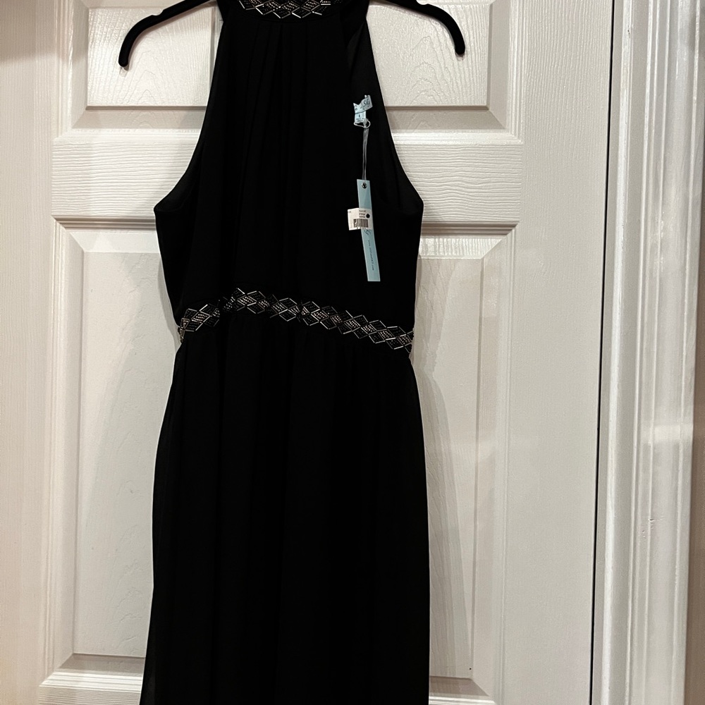 NWT She is Sky sleeveless beaded Halter evening gown size L